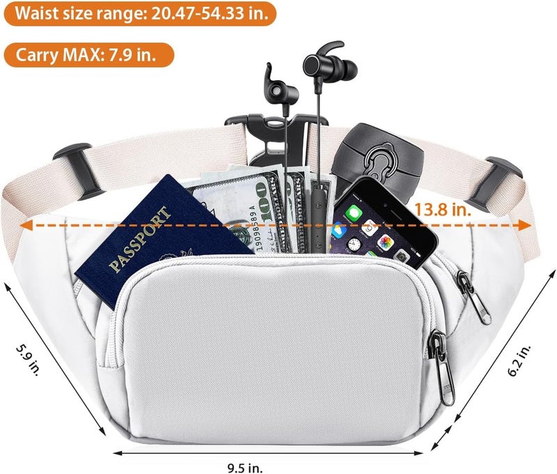 Syican Large Fanny Pack for Women Men - Waist bag with 3-Zipper Pockets, Gifts for Enjoy Sports Traveling Workout Casual Hands-Free crossbody bags Fits MAX 7.9'' iPad & 6.6'' Phone - Image 5